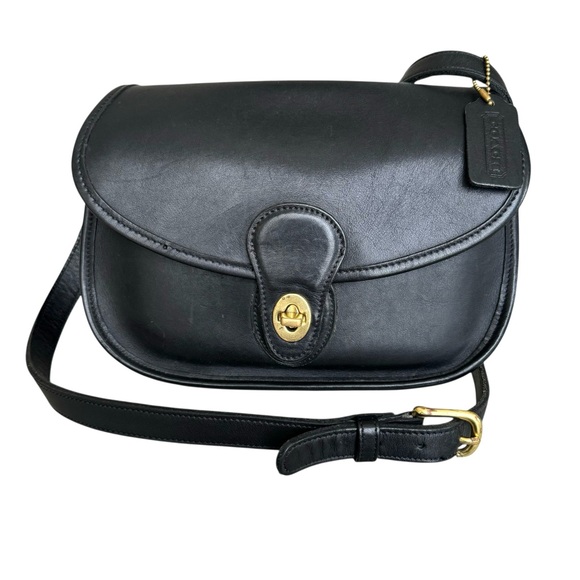 Coach Vintage Leather Prairie Shoulder Bag Messenger Flap Black Crossbody 9954